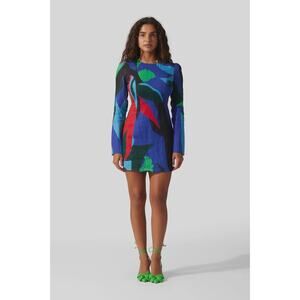 THE WOLF GANG LOLITA CUT OUT MINI DRESS in SPLICE Multicolor abstract medium